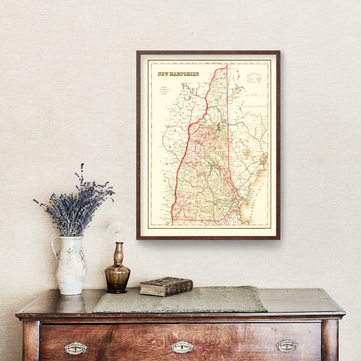Vintage Map of New Hampshire 1858