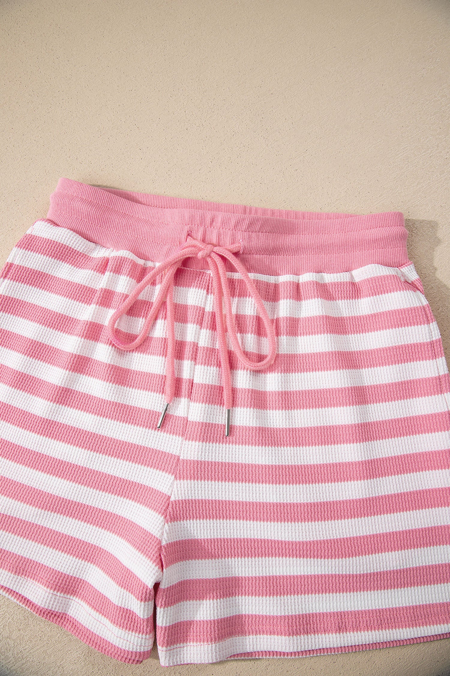Stripe Puff Sleeve T-Shirt & Drawstring Shorts Set