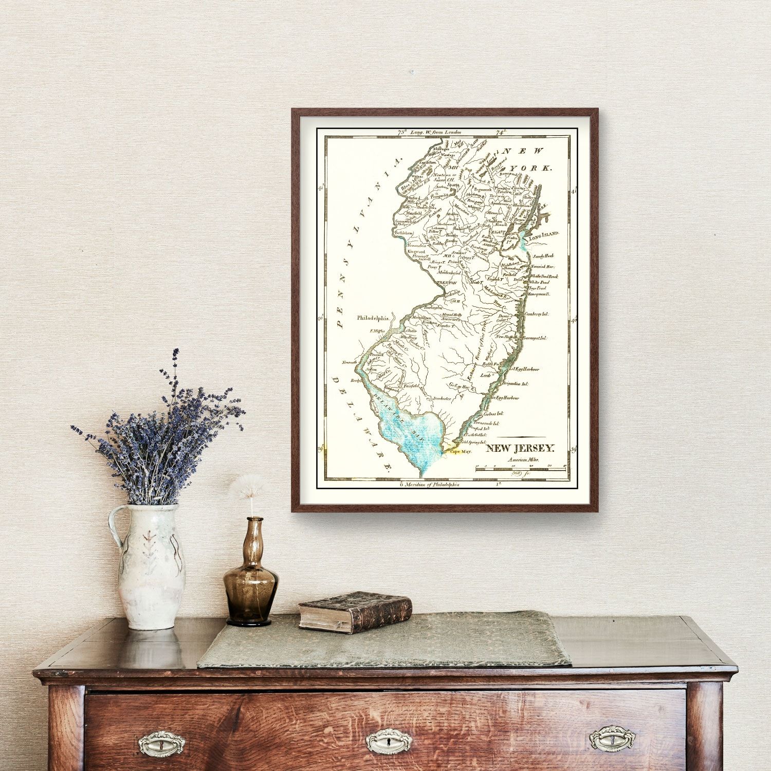 Vintage Map of New Jersey 1814