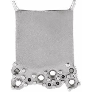 14K White Gold Engravable Scattered Stone Necklace Center