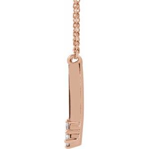 14K Rose Gold Engravable 1/5 CTW Natural Diamond 16" Necklace