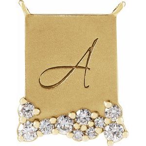 14K Yellow Gold Engravable Scattered Stone Necklace Center