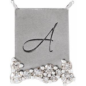 Sterling Silver Engravable Scattered Stone Necklace Center