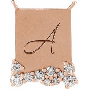 14K Rose Gold Engravable Scattered Stone Necklace Center