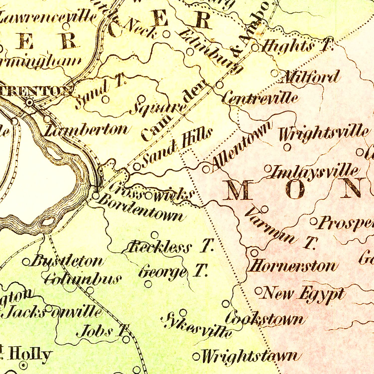 Vintage Map of New Jersey 1838