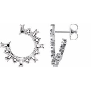 Sterling Silver Front-Facing Left Hoop Earring Mounting