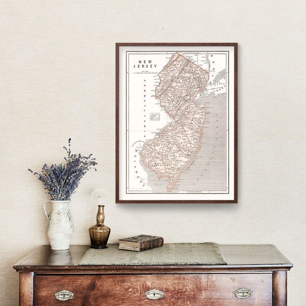 Vintage Map of New Jersey 1846