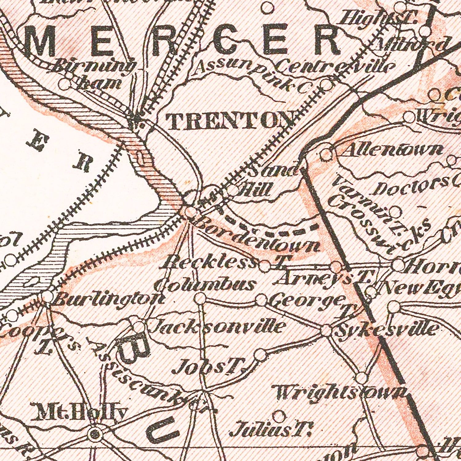 Vintage Map of New Jersey 1846