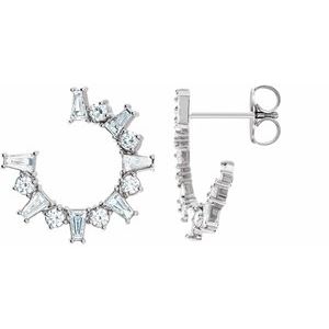 Platinum 1 CTW Natural Diamond Front-Facing Hoop Earrings