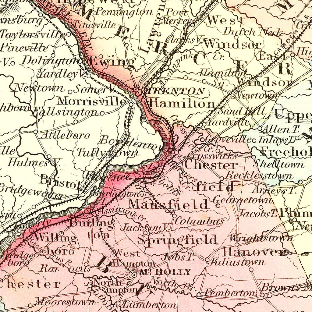 Vintage Map of New Jersey 1855