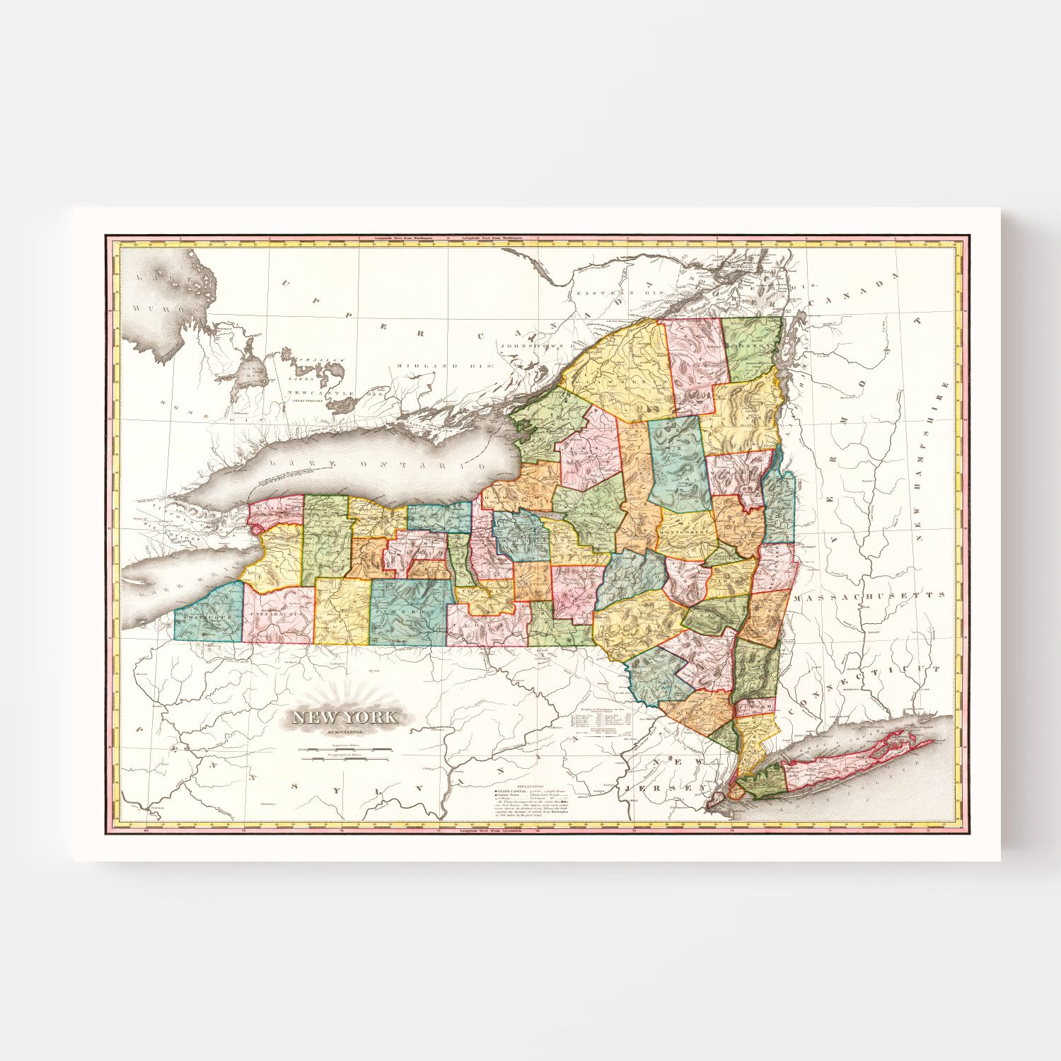 Vintage Map of New York 1819