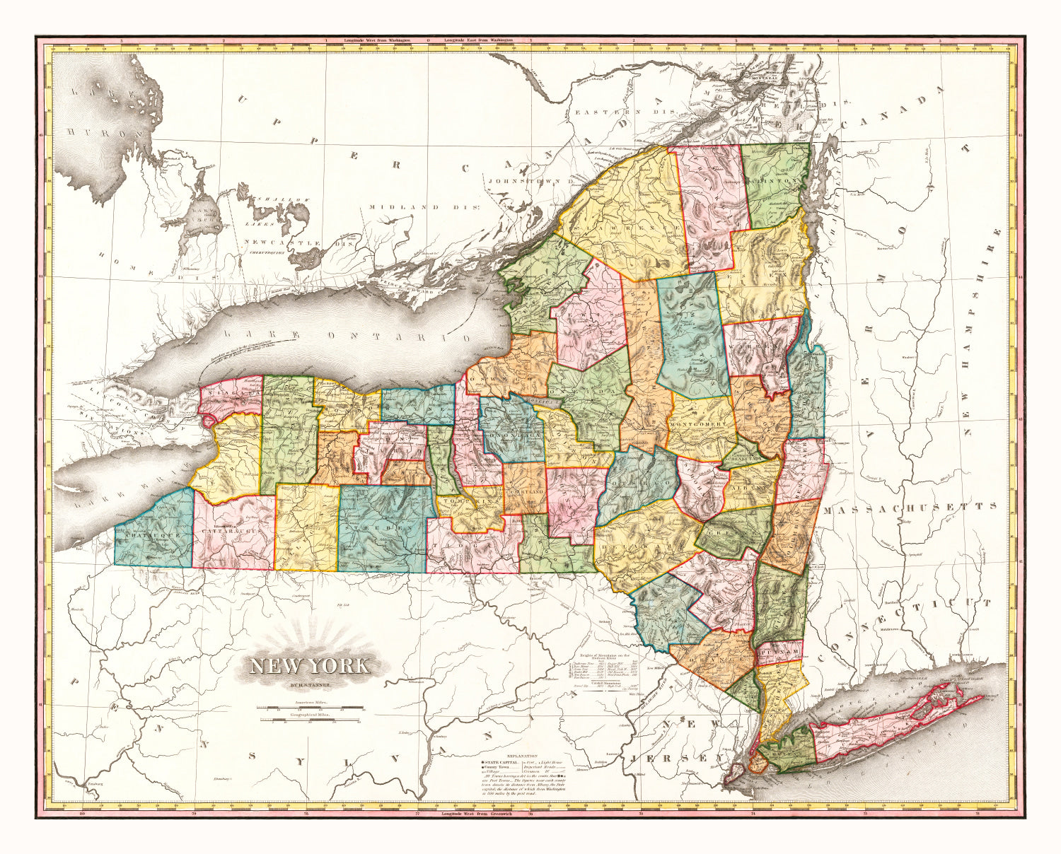 Vintage Map of New York 1819