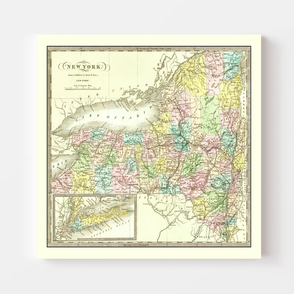 Vintage Map of New York 1836