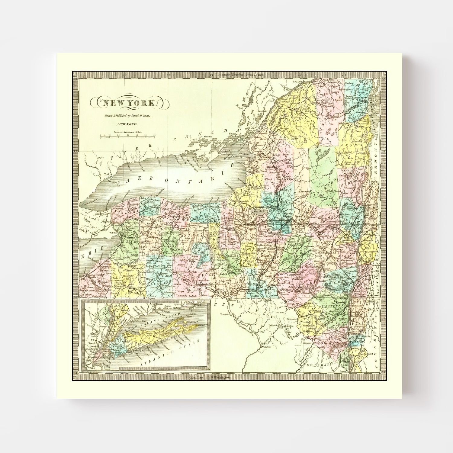 Vintage Map of New York 1836