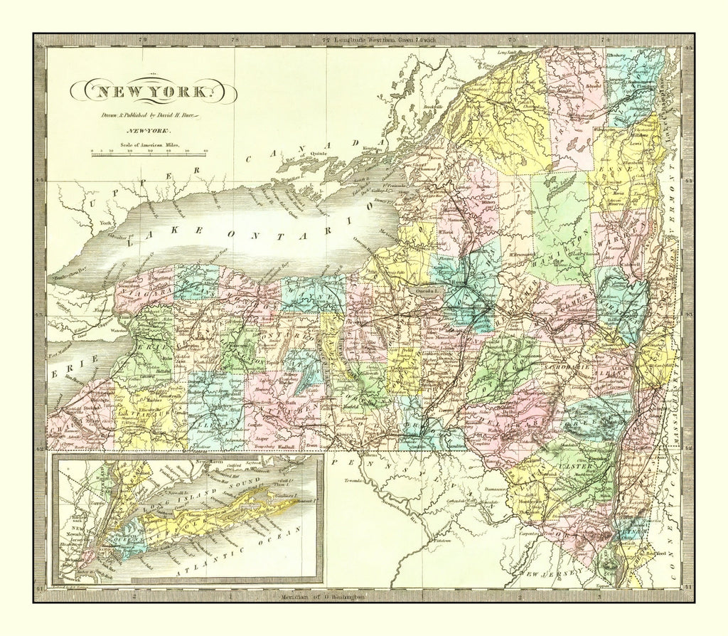 Vintage Map of New York 1836