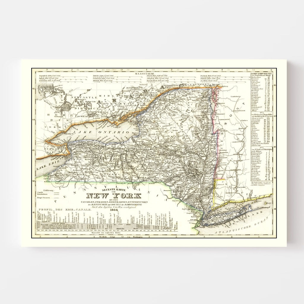 Vintage Map of New York 1844