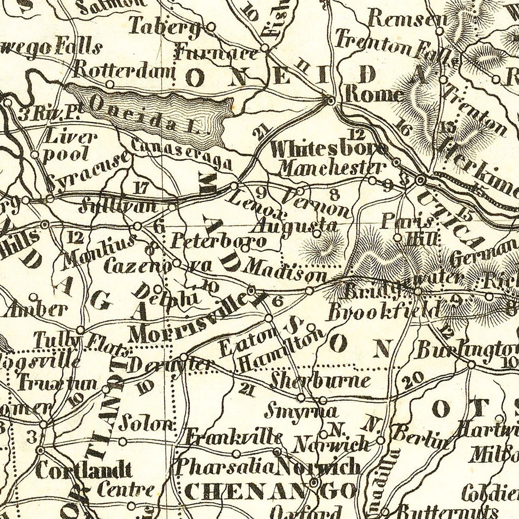 Vintage Map of New York 1844