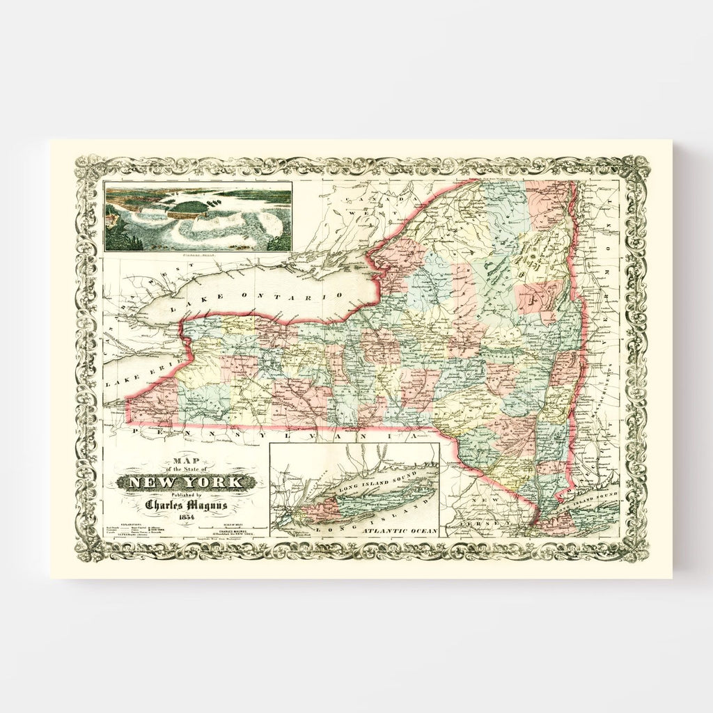 Vintage Map of New York 1854