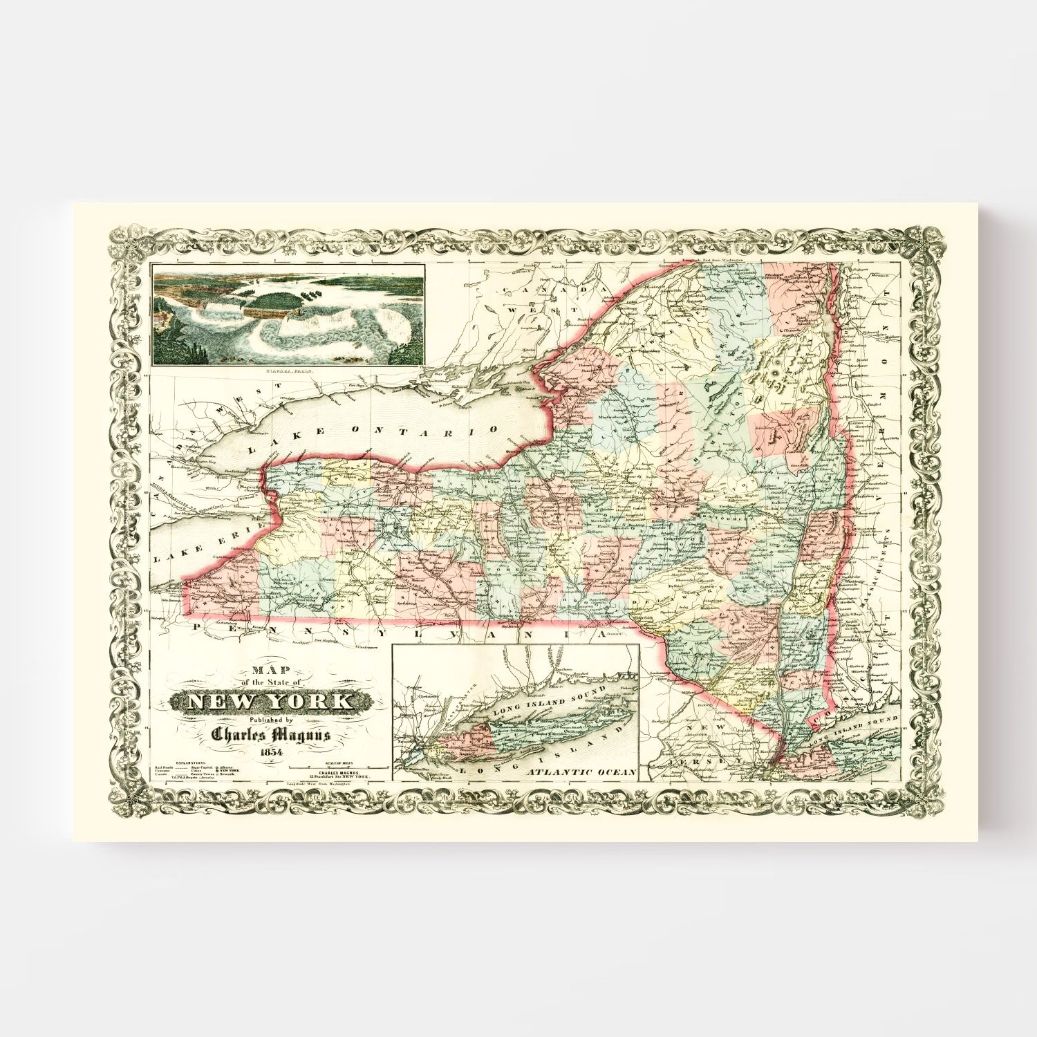 Vintage Map of New York 1854