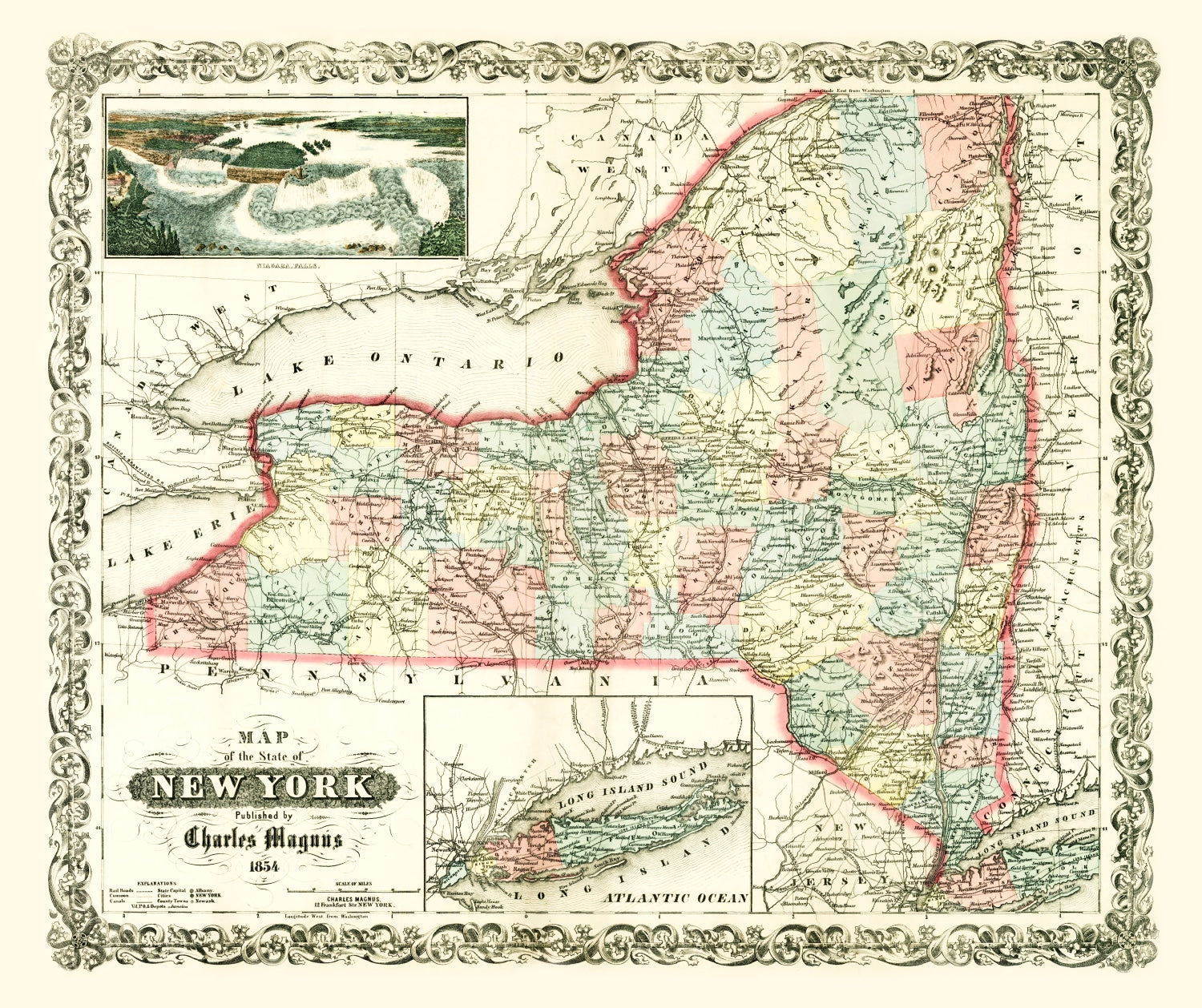 Vintage Map of New York 1854