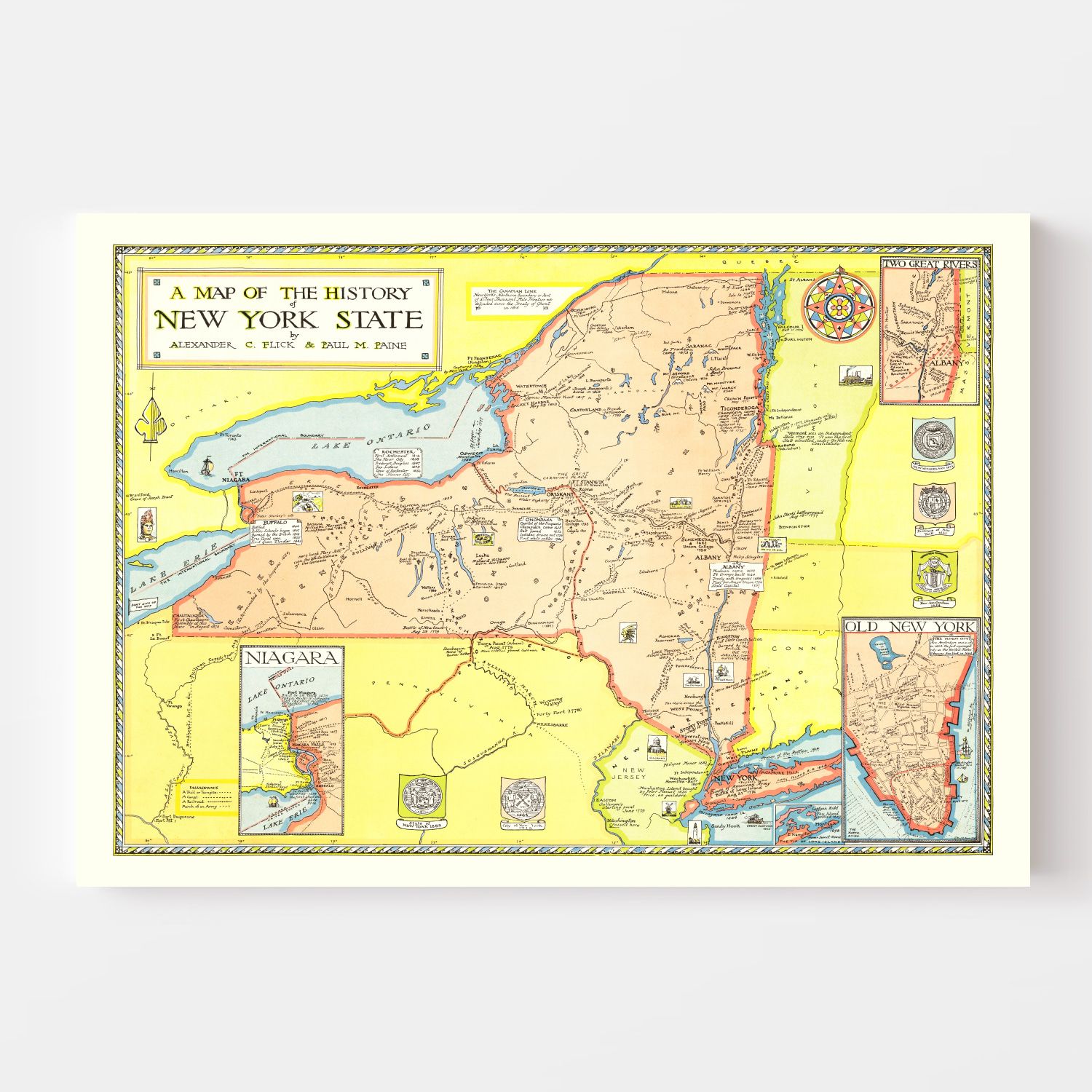 Vintage Map of the History of New York 1928