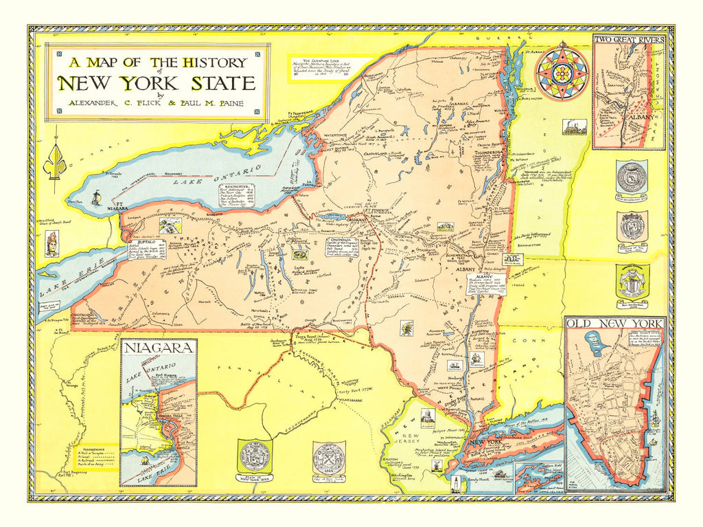Vintage Map of the History of New York 1928