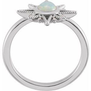 14K White Gold Natural Ethiopian Opal & .03 CTW Natural Diamond Star Ring