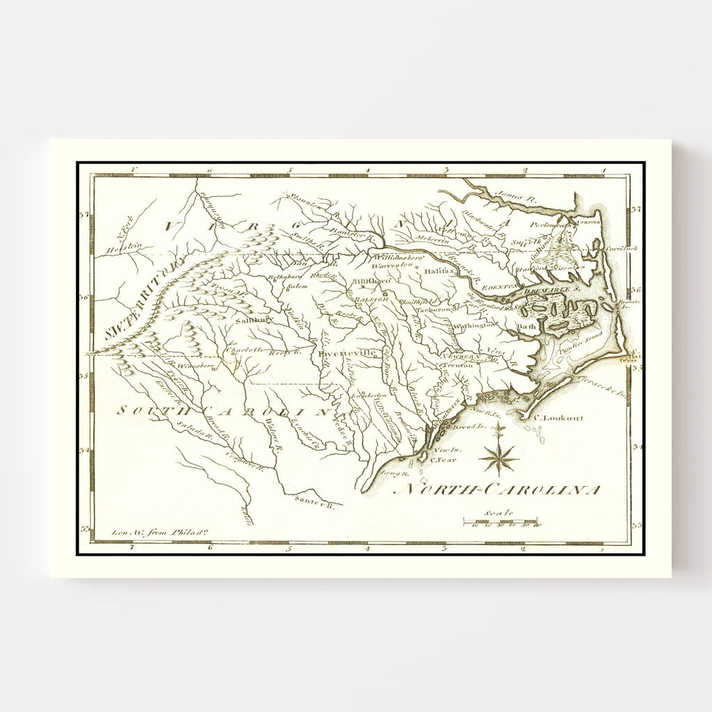 Vintage Map of North Carolina 1795