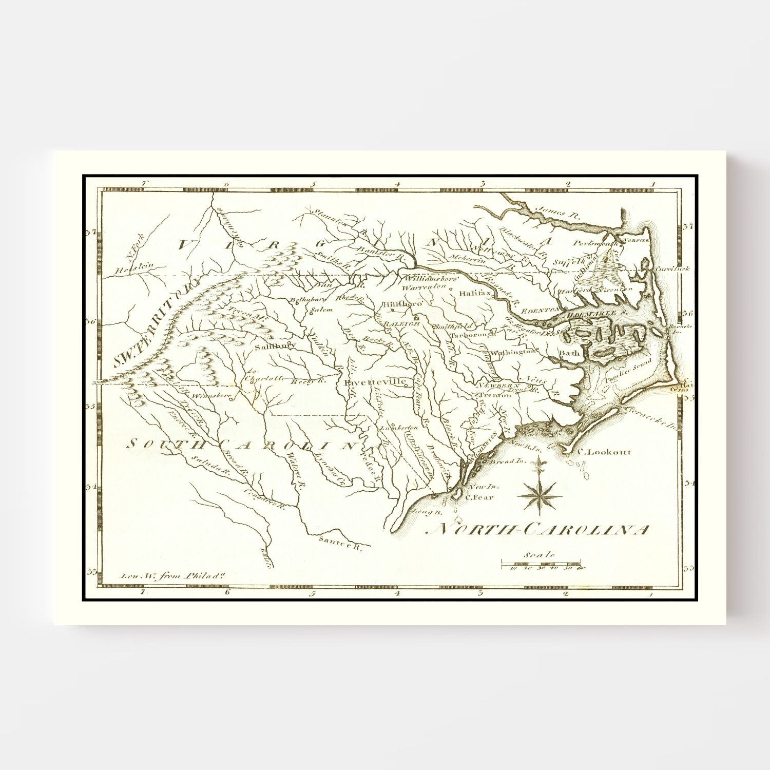 Vintage Map of North Carolina 1795