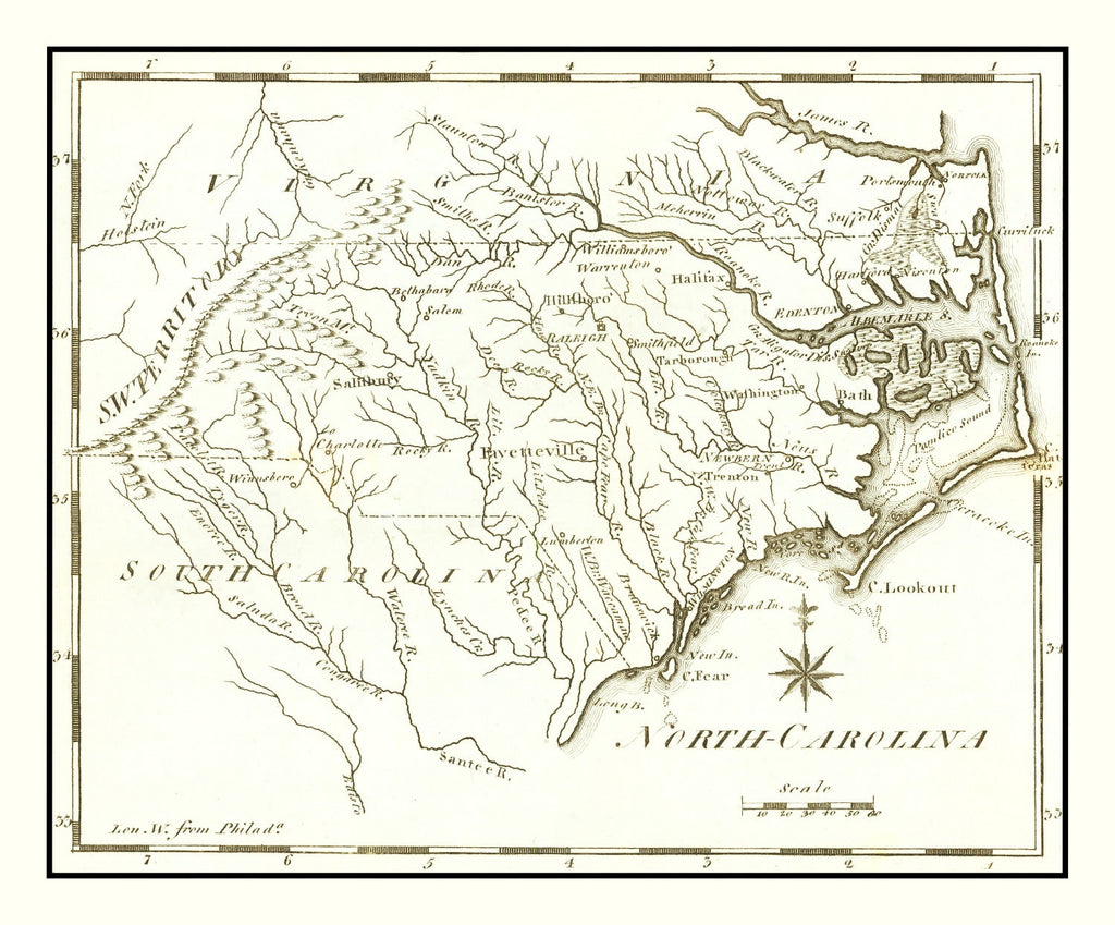 Vintage Map of North Carolina 1795