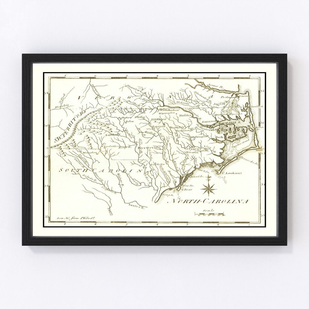 Vintage Map of North Carolina 1795