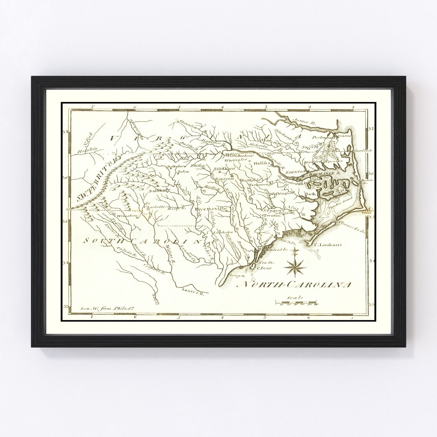 Vintage Map of North Carolina 1795