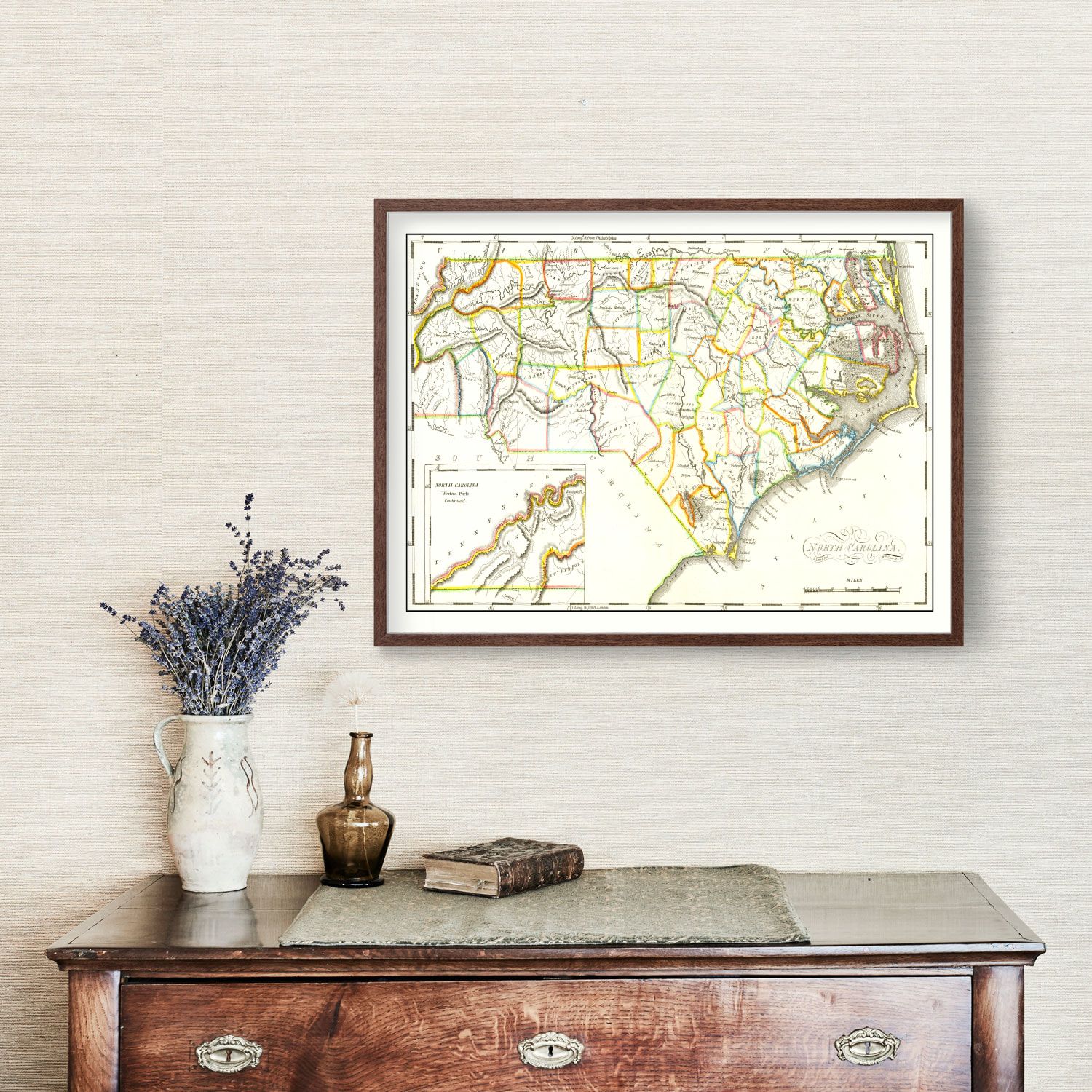 Vintage Map of North Carolina 1814