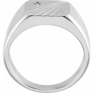 Platinum .015 CT Natural Diamond Signet Ring