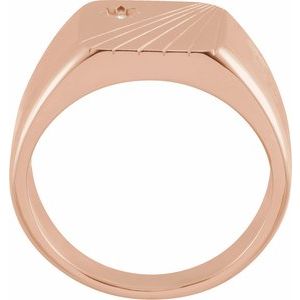 14K Rose Gold .015 CT Natural Diamond Signet Ring