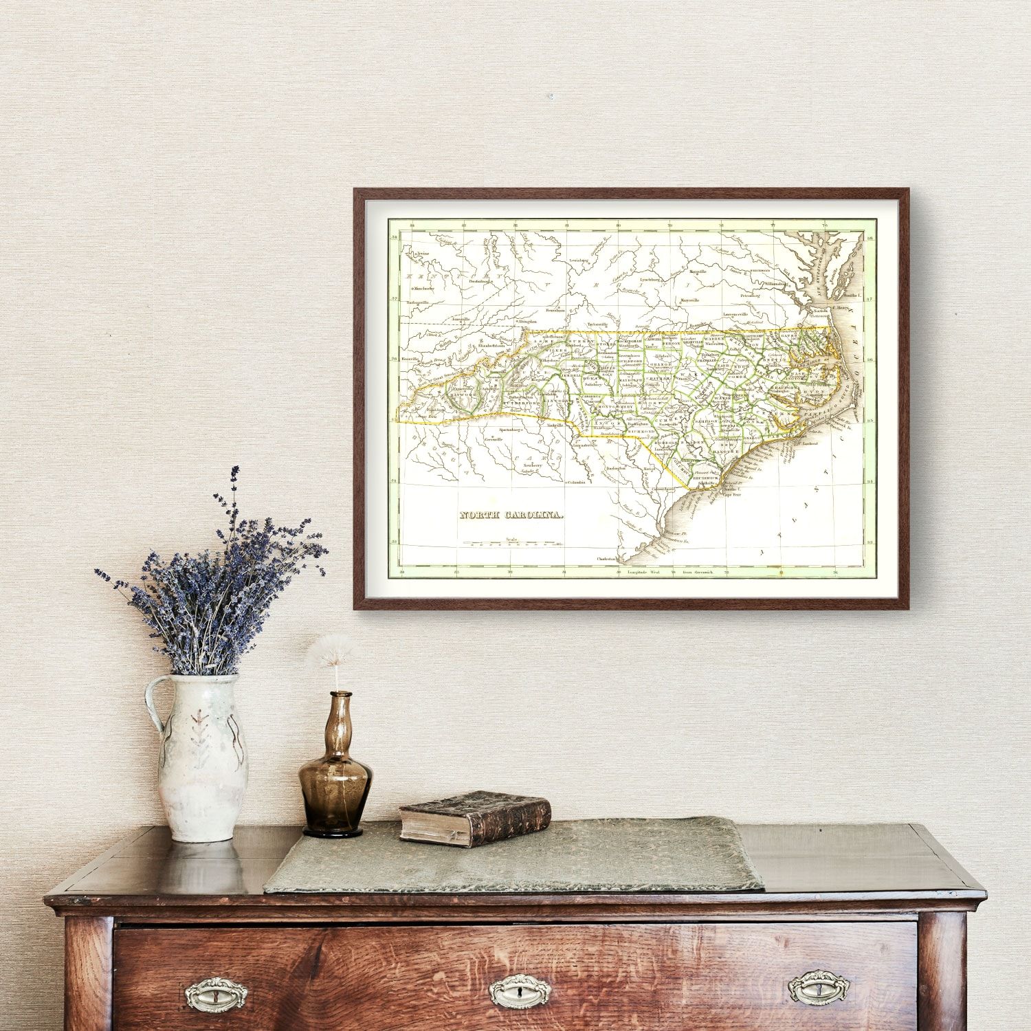 Vintage Map of North Carolina 1835
