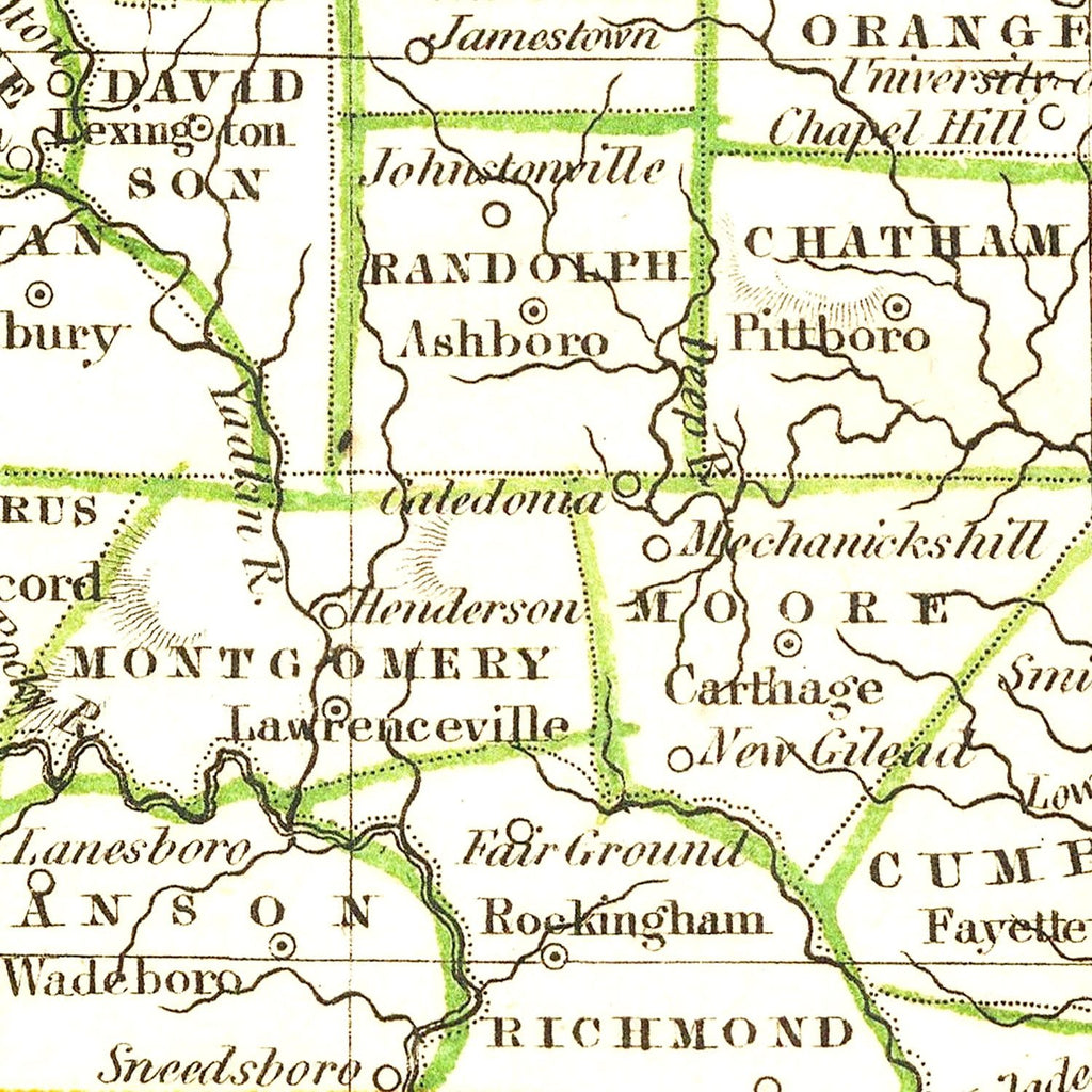 Vintage Map of North Carolina 1835