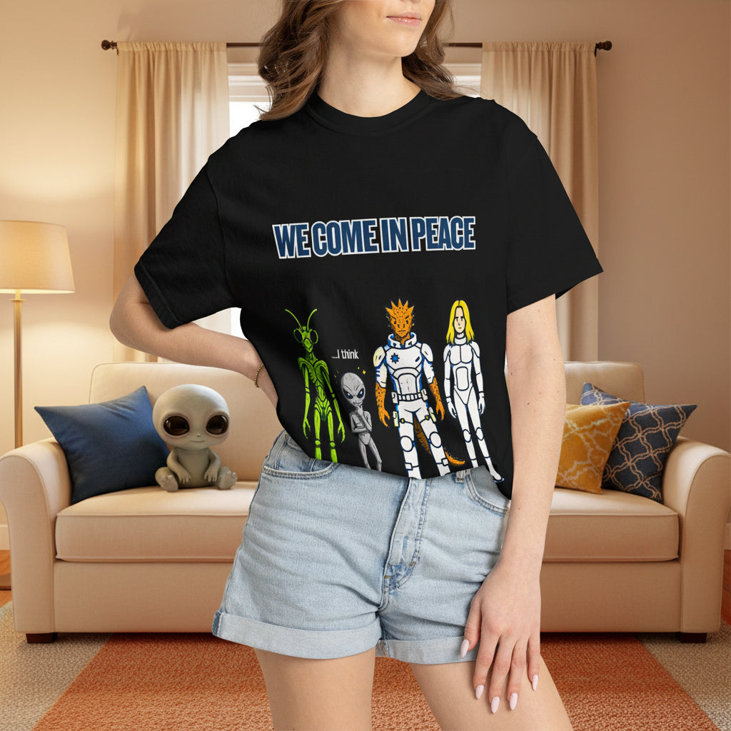 We Come in Peace Alien Crew Graphic T-Shirt