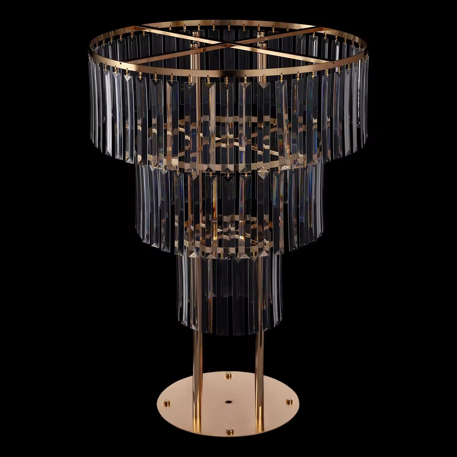 Luxe Wedding Party Centerpiece - 35 Inch Gold Crystal Stand
