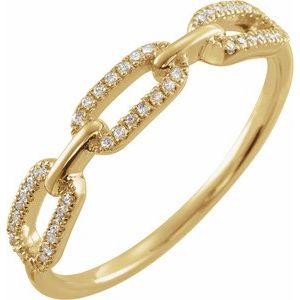 14K Yellow Gold 1/6 CTW Natural Diamond Chain Link Ring