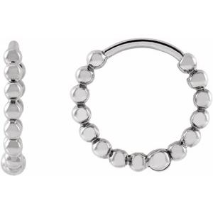 14K White Gold Beaded 11 mm Hoop Earrings