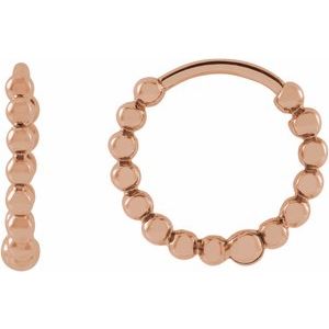 14K Rose Gold Beaded 11 mm Hoop Earrings