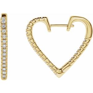 14K Yellow Gold 5/8 CTW Natural Diamond Heart Earrings