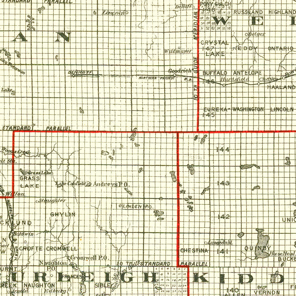 Vintage Map of North Dakota 1902