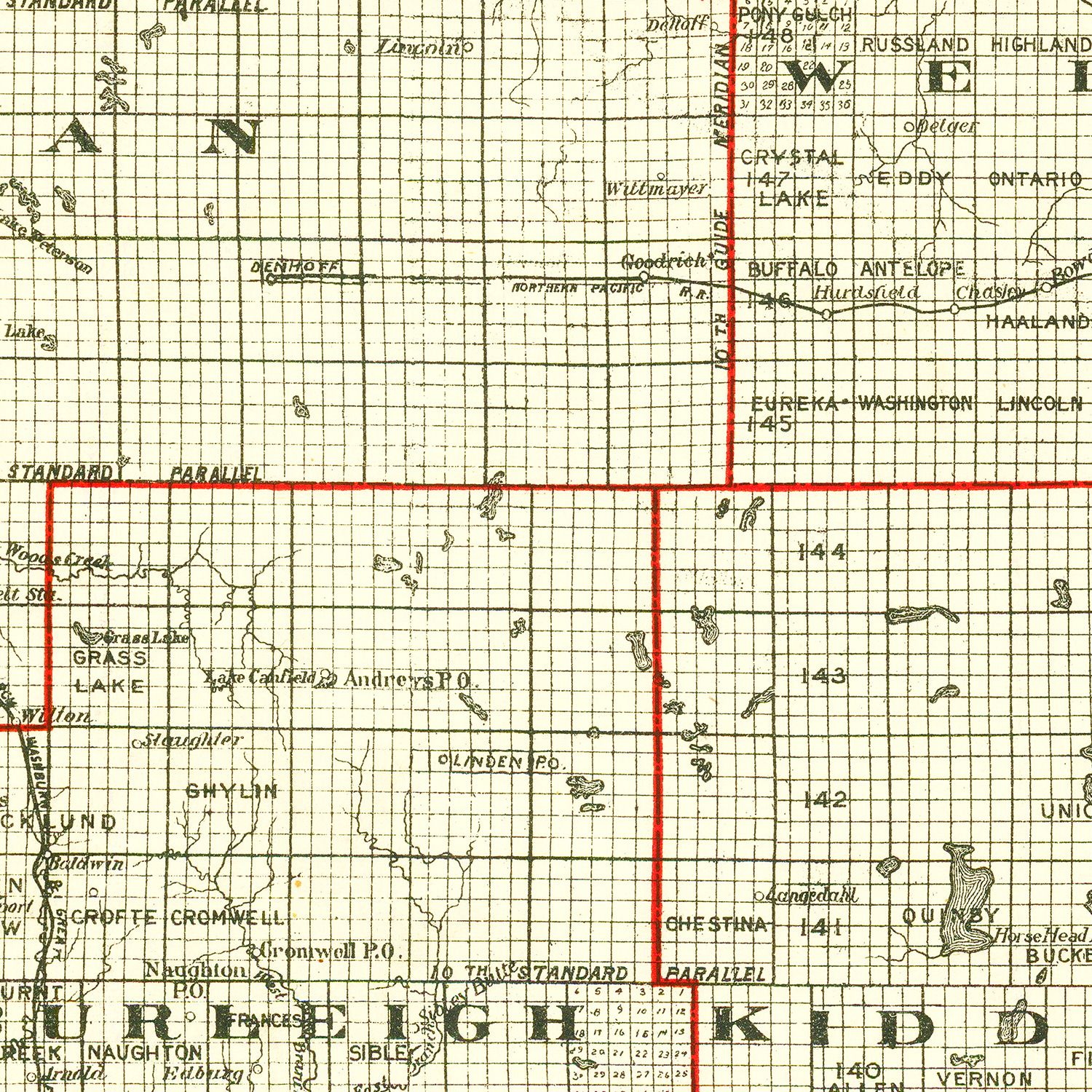 Vintage Map of North Dakota 1902