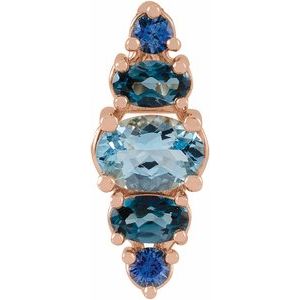 14K Rose Gold Natural Blue Multi-Gemstone Bar Pendant