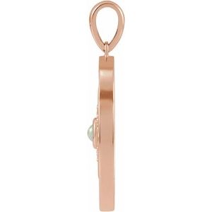 14K Rose Gold Natural Ethiopian Opal & 1/6 CTW Natural Diamond Evil Eye Pendant