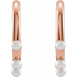14K Rose Gold Cultured Seed Pearl Hoop Earrings