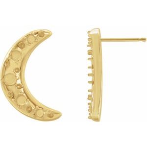 14K Yellow Gold Cabochon Crescent Moon Right Earring Mounting