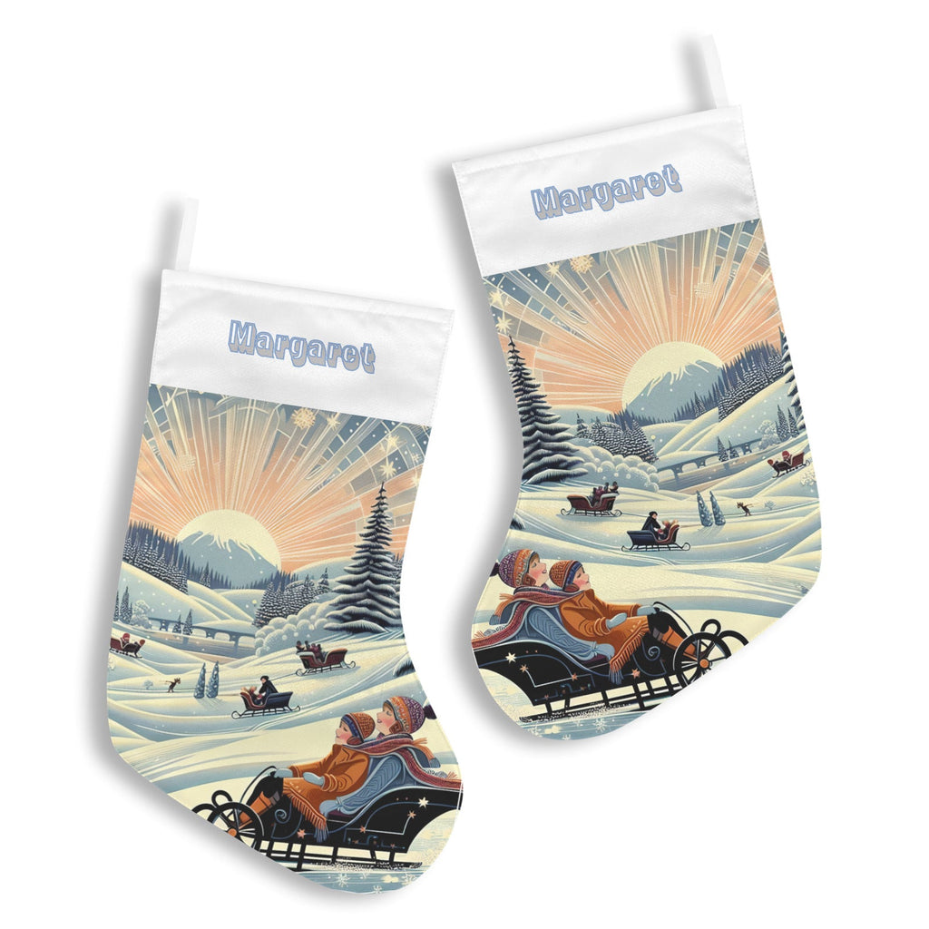 Personalizable Winter Sledding Adventures Christmas Stocking (Made in USA)